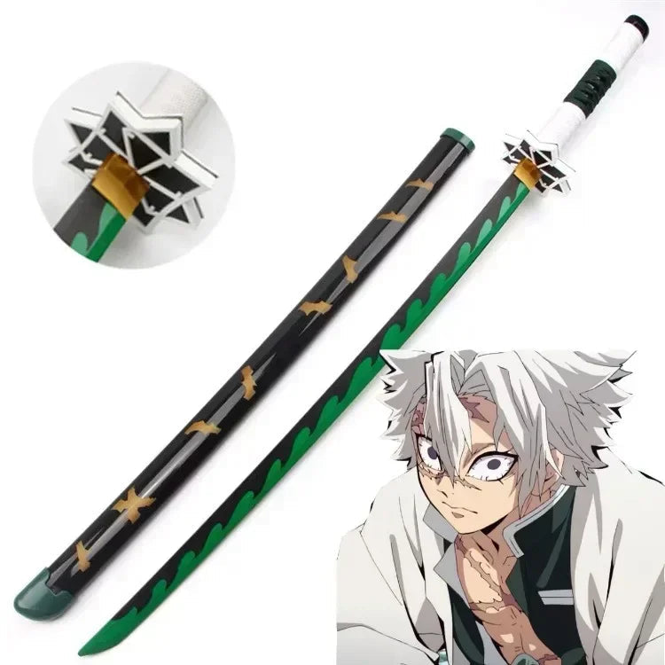 Real Size Demon Slayer Katana Anime Kimetsu No Yaiba Mitsuri Cosplay Prop Ninja Knife Japanese Samurai Sword Weapon Kid Toy Gift