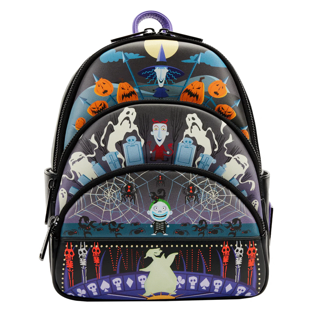 LoungeFly The Nightmare Before Christmas Glow Triple Pocket Mini Backpack