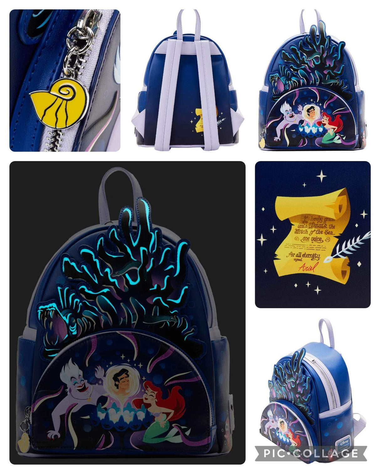 LoungeFly The Little Mermaid Ursula Lair Glow Mini Backpack