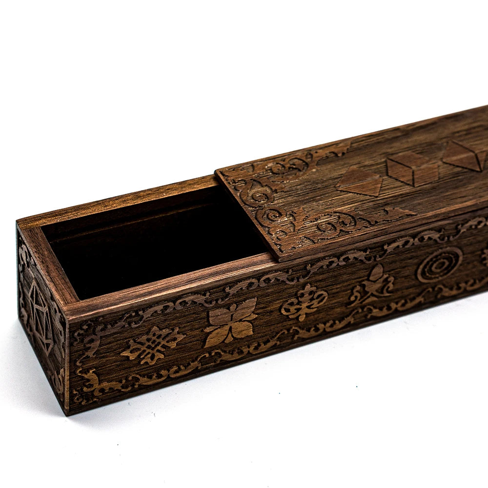 Rectangle Wooden Dice Box with Random Dice Set, Dice Holder for Dice Set, D&D, RPG, Tabletop Games, Wooden Display Box