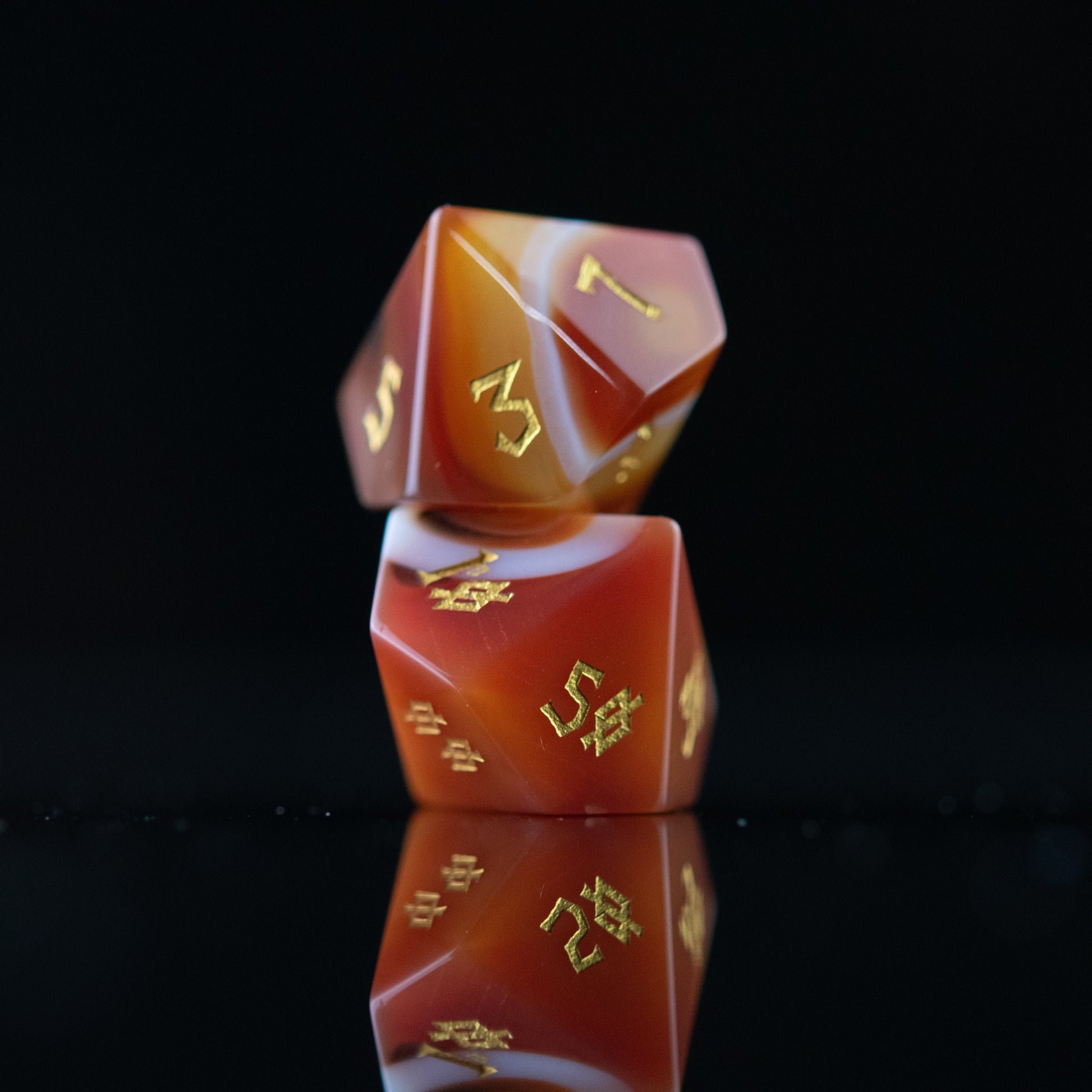 Red Agate Stone Dice Set