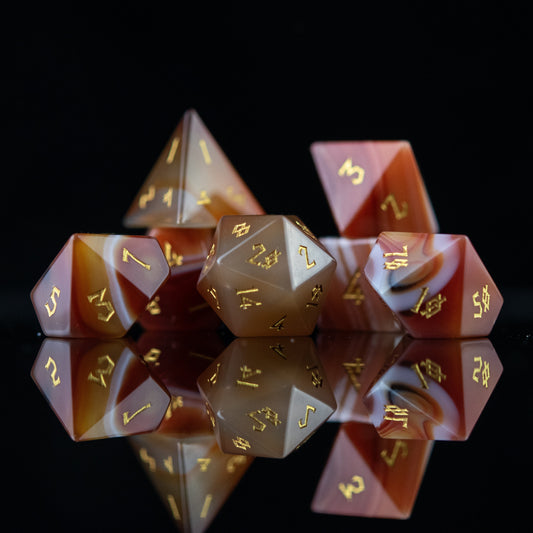 Red Agate Stone Dice Set