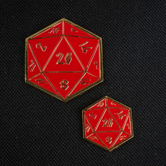 Red and Gold D20 Pin