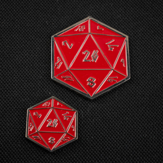 Red and Silver D20 Pin