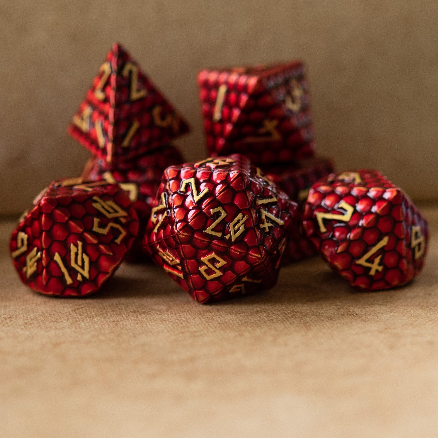 Red Dragon's Egg Metal Dice Set