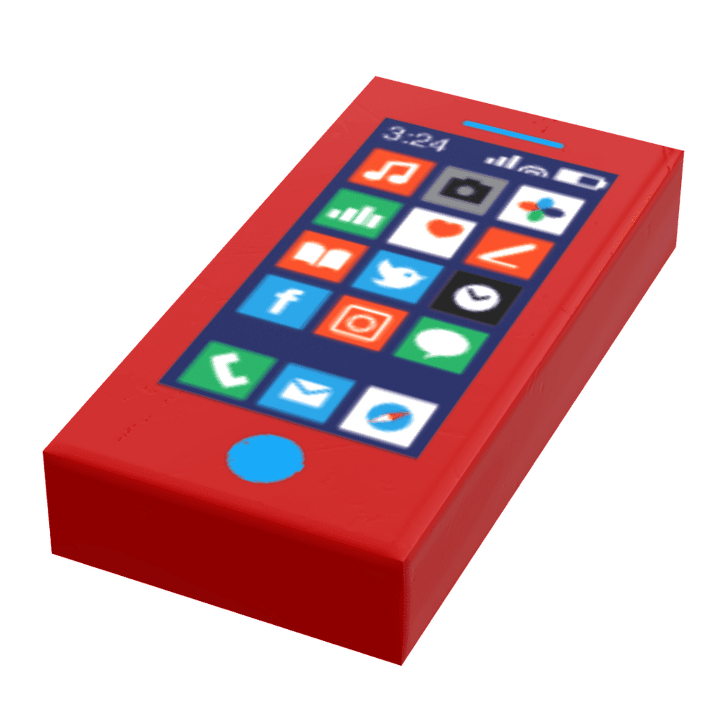 Mobile Phone - B3 Customs Printed 1x2 Tile made using LEGO parts - Red