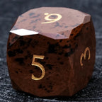 Reddish-brown Natural Gemstone DND Dice Set | Diamond Cut Gold Font RPG Dice