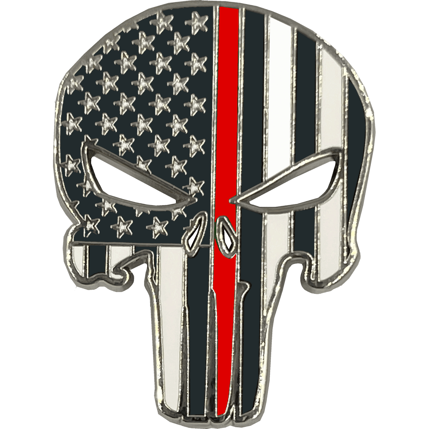 PBX-003-B Thin Red Line American Flag Pin Fire Fighter Fire Department with die-cut eyes fireman and dual pin posts and deluxe locking clasps - 