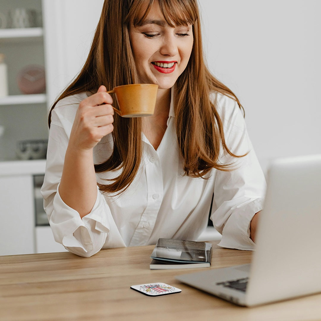 3dRose Heike Köhnen Design Fantasy - T Rex Skeleton on Vintage Background - Coasters