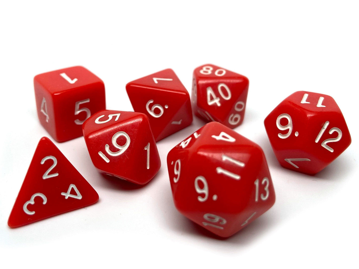 Red Opaque Dice - 7 Piece Set