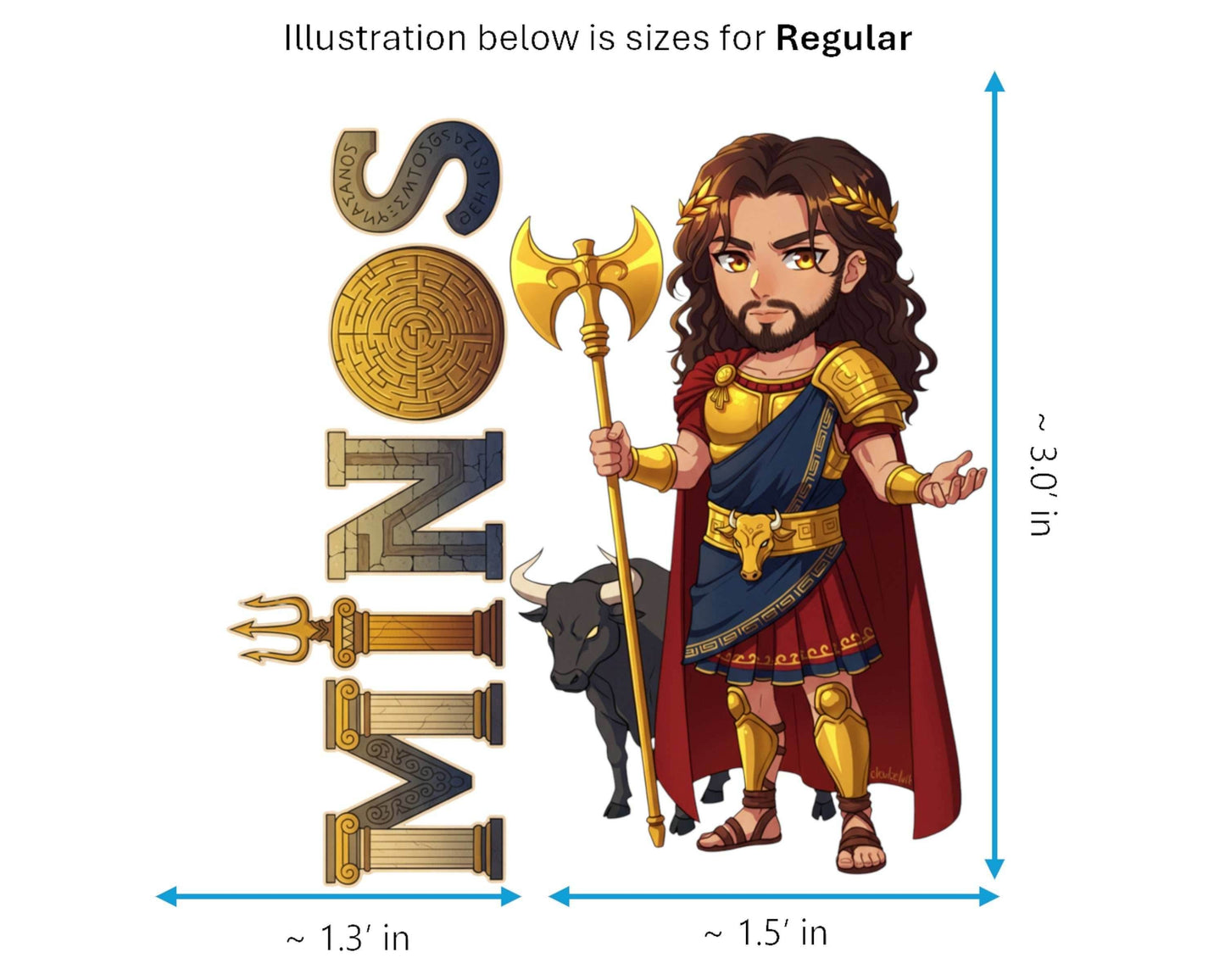 Minos Sticker and Magnet - Lord of the Labyrinth Mythkins™ – Legendary King of Crete | Waterproof & UV-Proof - Sticker / Regular