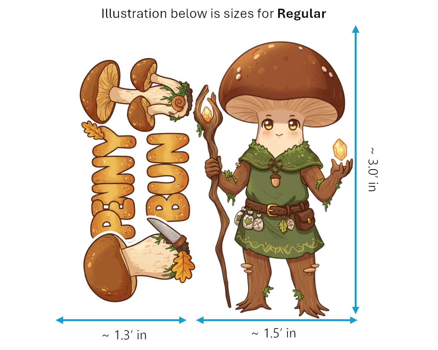 Penny Bun Sticker and Magnet - Woodland Wanderer Fungikins™ – Edible Mushroom Art | Waterproof & UV-Proof - Sticker / Regular