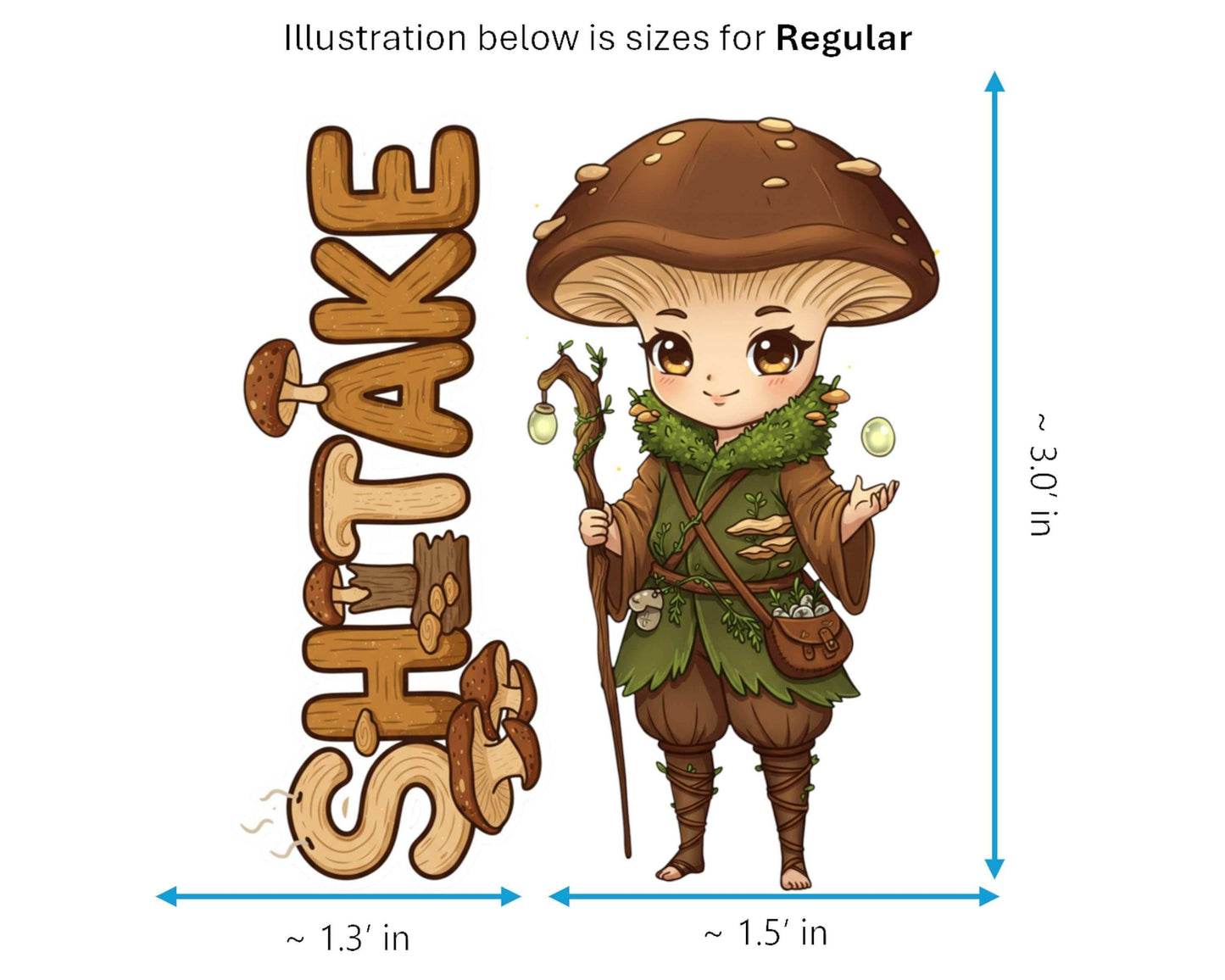 Shiitake Sticker and Magnet - Savory Sentinel Fungikins™ – Edible Mushroom Art | Waterproof & UV-Proof - Sticker / Regular