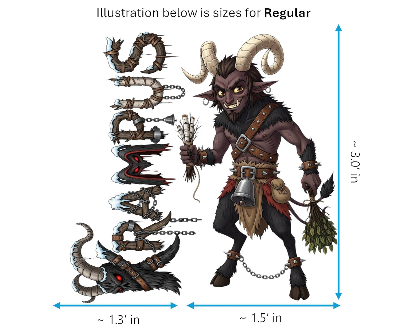 Krampus Sticker and Magnet - Shadow of Saint Nicholas Mythkins™ – Christmas Folklore Demon | Waterproof & UV-Proof - Sticker / Regular