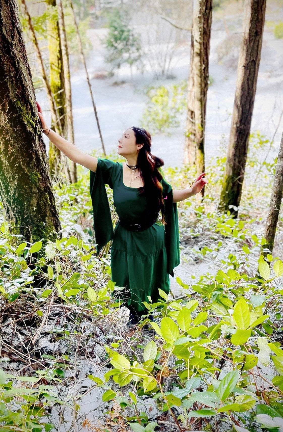 Reminisce - Faerie Women’s Medieval Viking Dress - Renaissance Faire Costume - Fairy Elf Cosplay Chemise - Jade