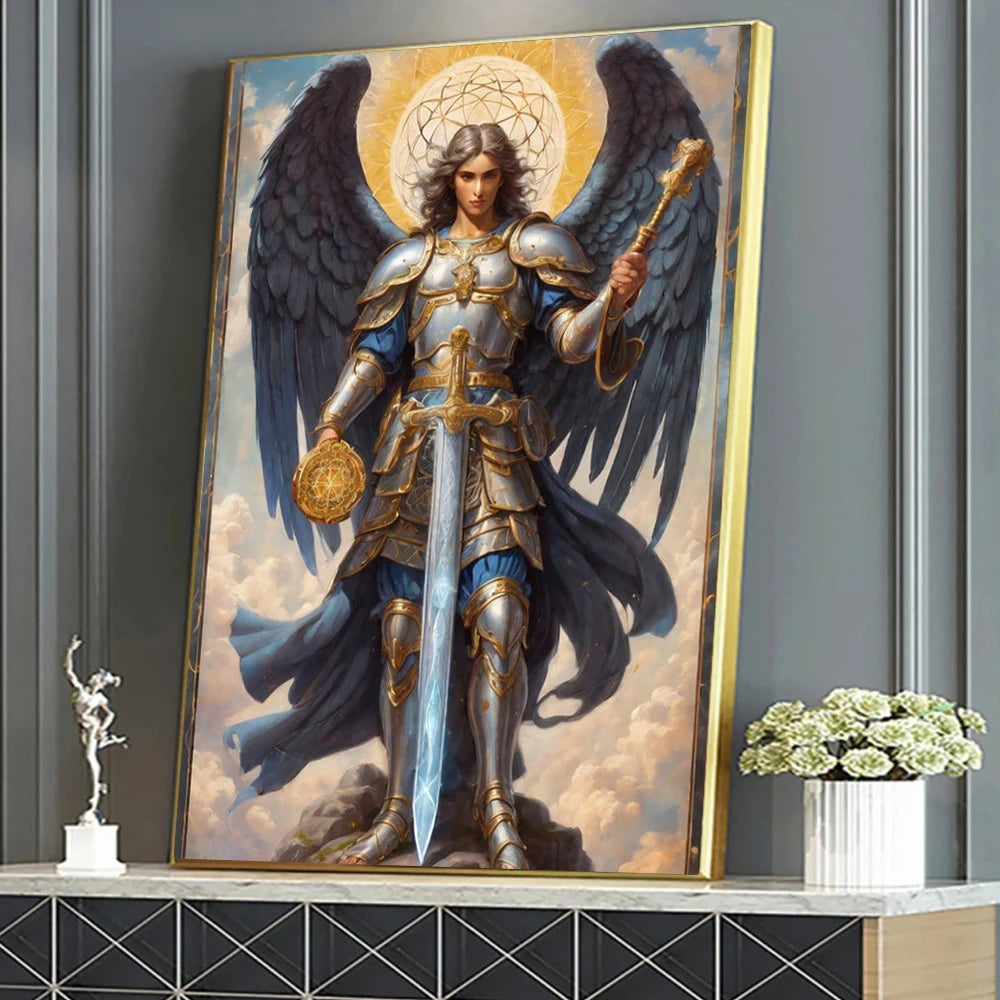 Renaissance Angels Poster Prints For Gallery Living Room Home Decor Archangel Michael With A Sword Canvas Painting Wall Art