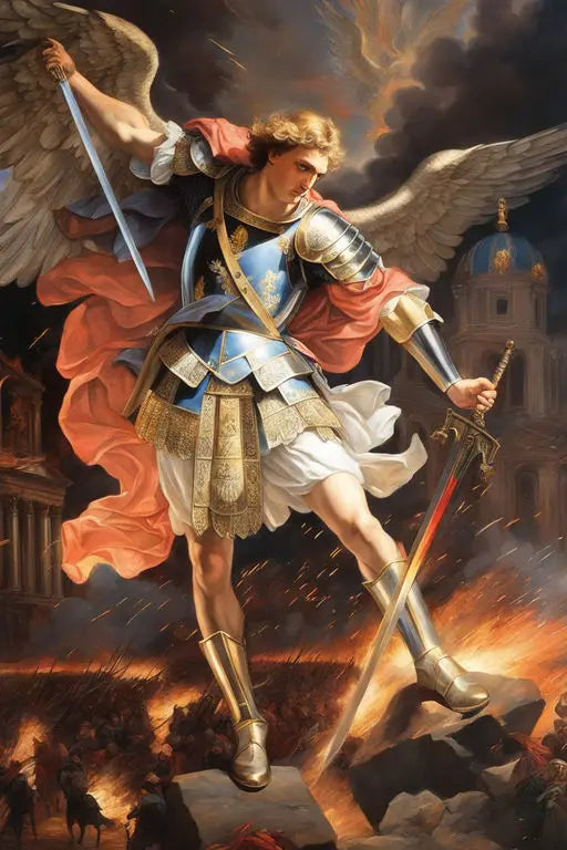 Renaissance Angels Poster Prints For Gallery Living Room Home Decor Archangel Michael With A Sword Canvas Painting Wall Art