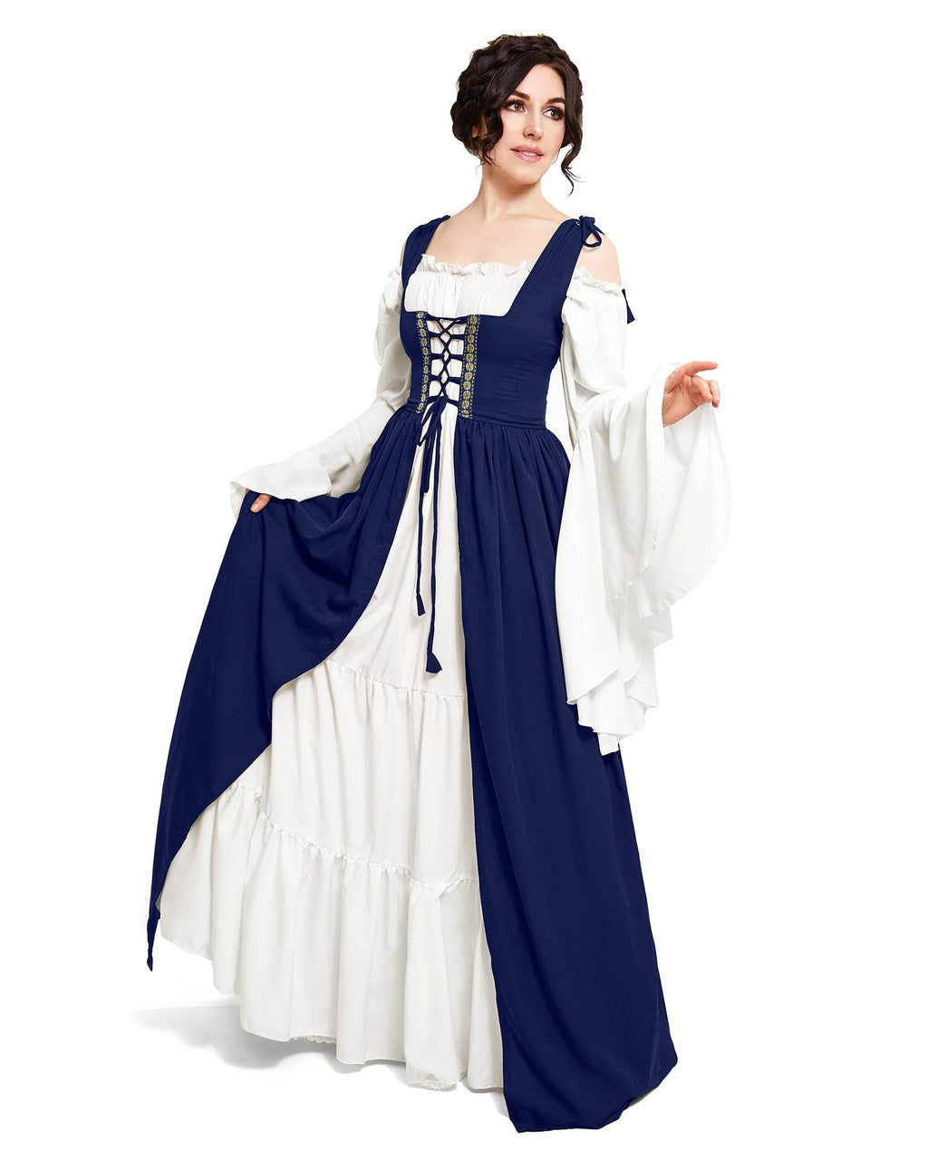 Renaissance Faire 2 piece Full Costume Irish Dress & Long-Sleeved Chemise - XXS/XS / Charcoal