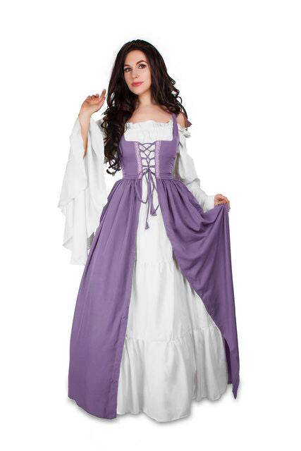 Renaissance Faire 2 piece Full Costume Irish Dress & Long-Sleeved Chemise - XXS/XS / Charcoal