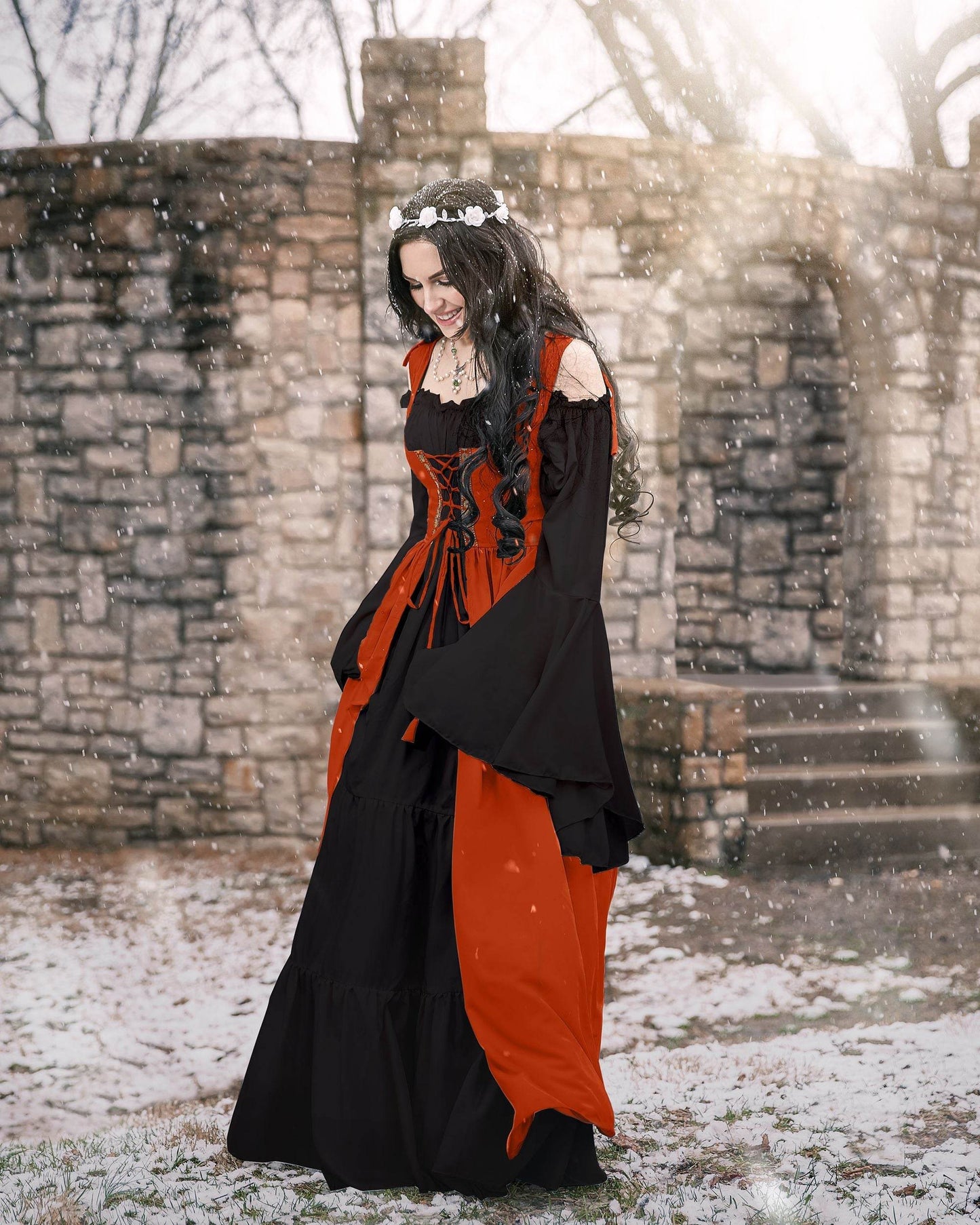 Renaissance Faire 2 piece Full Costume Irish Dress & Long-Sleeved Chemise - XXS/XS / Halloween