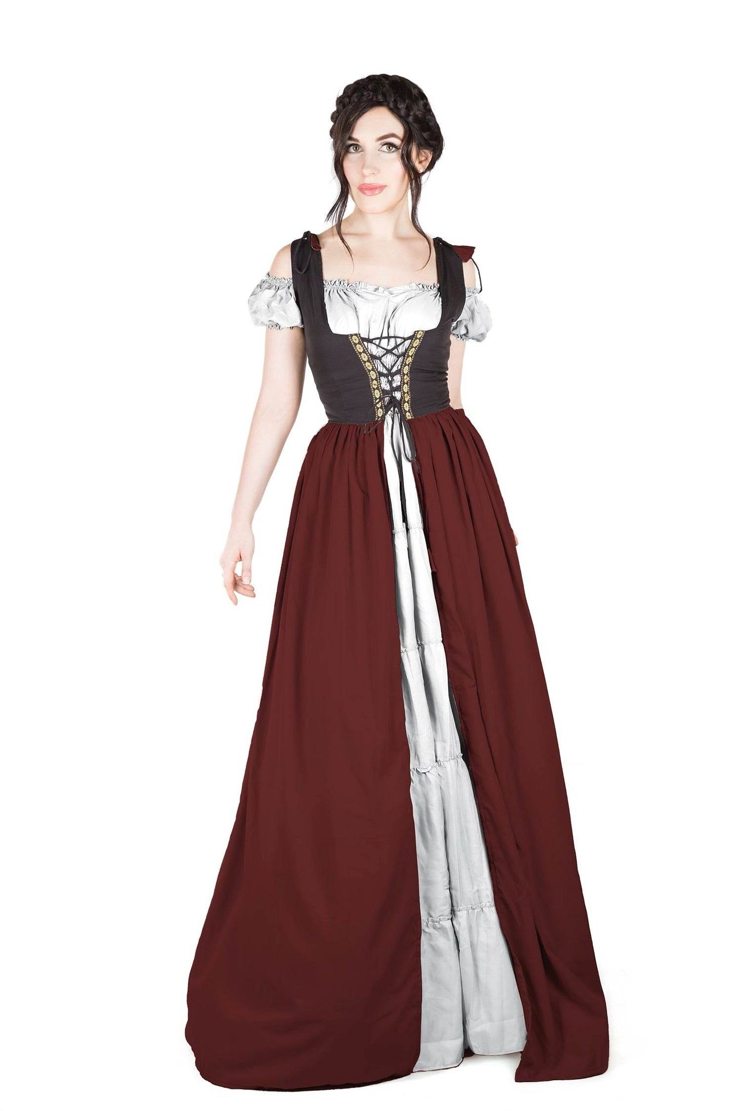 Renaissance Faire Dress Medieval Costume Irish Boho Full Costume - XXS/XS / Indigo