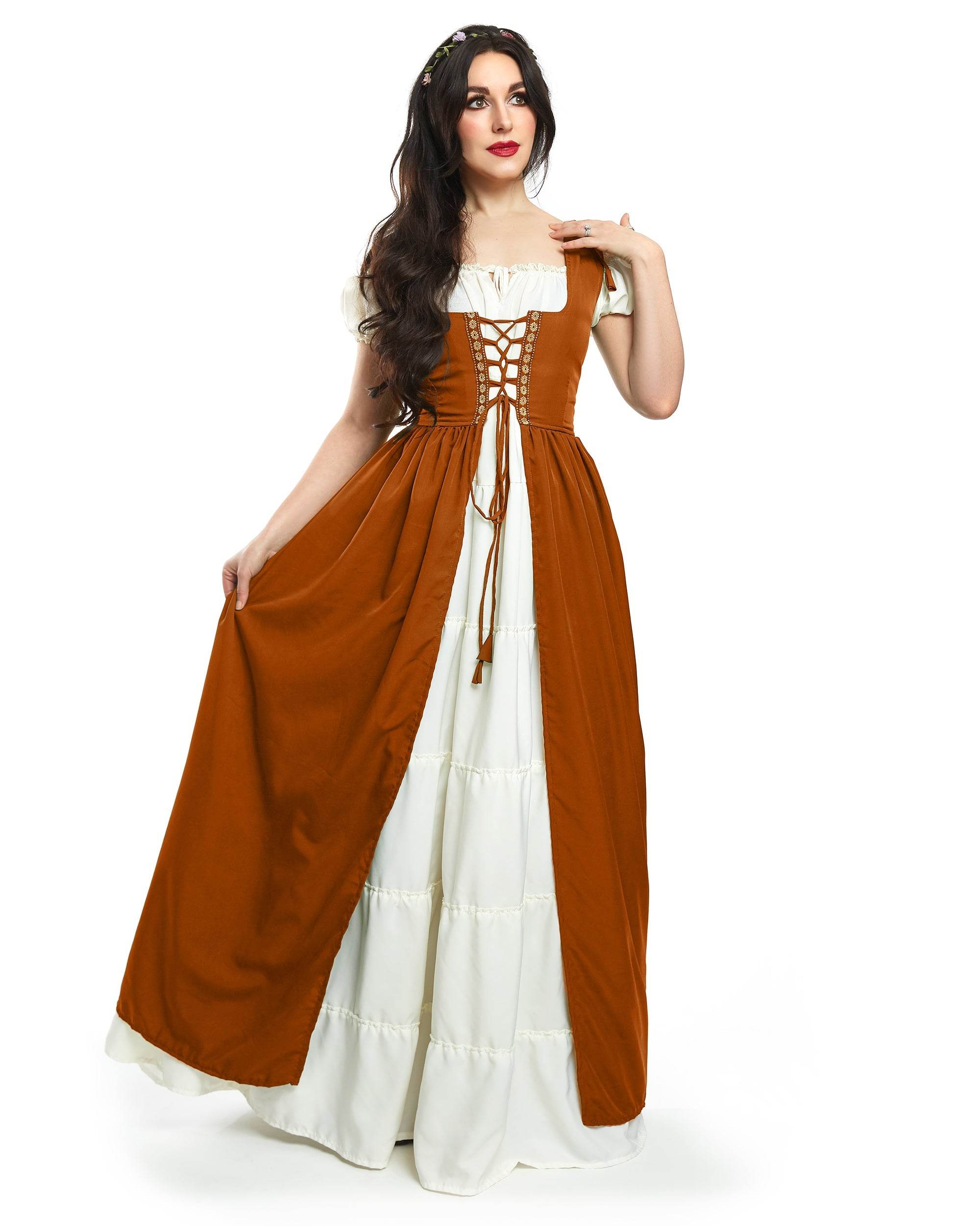Renaissance Faire Dress Medieval Costume Irish Boho Full Costume - XXS/XS / Copper