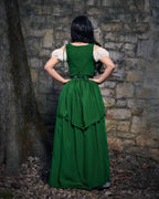 Renaissance Faire Layered Full Costume Fitted Lace-up Irish Dress with Capped Sleeve Chemise - Indigo Blue / XXS/XS