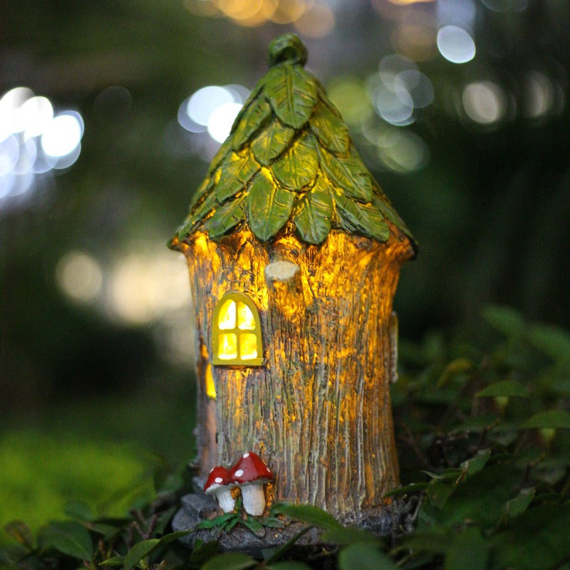 Resin solar light LED light circular flower house