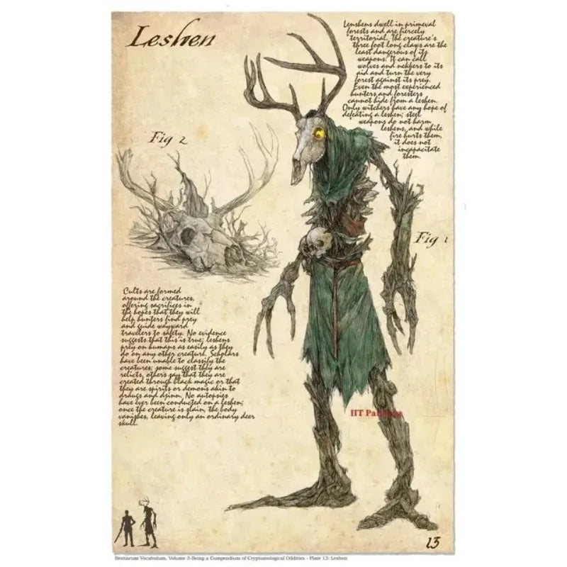 Retro D&D Ancient Mythological Folklore Species Bestiary Monster Animals Poster Wall Pictures Canvas Painting Home Decor Gift