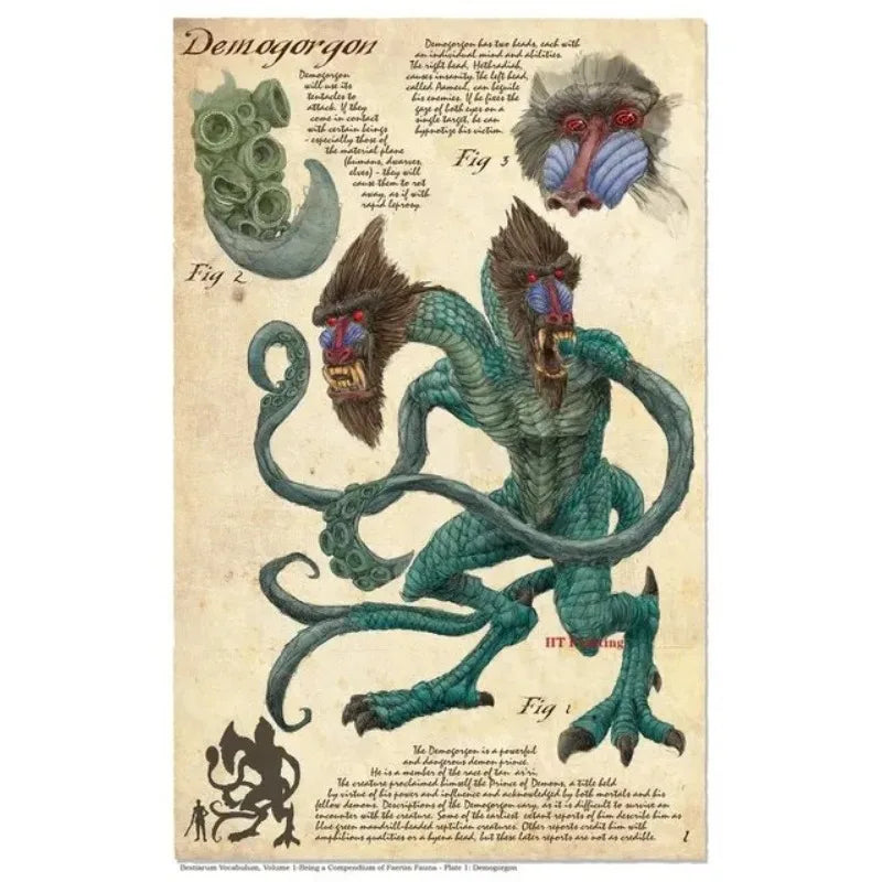 Retro D&D Ancient Mythological Folklore Species Bestiary Monster Animals Poster Wall Pictures Canvas Painting Home Decor Gift