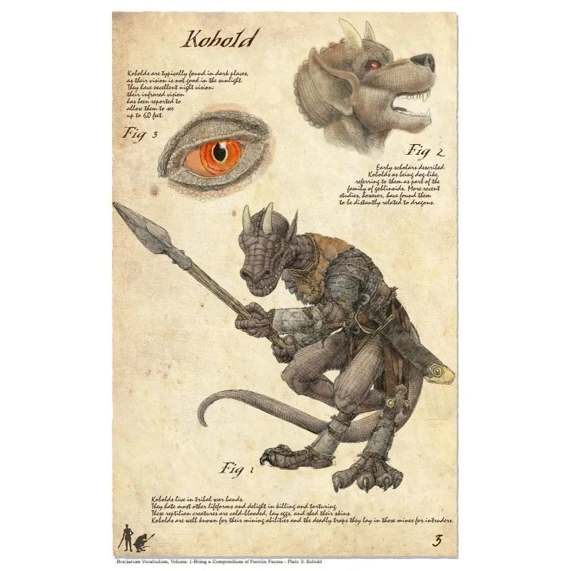 Retro D&D Ancient Mythological Folklore Species Bestiary Monster Animals Poster Wall Pictures Canvas Painting Home Decor Gift