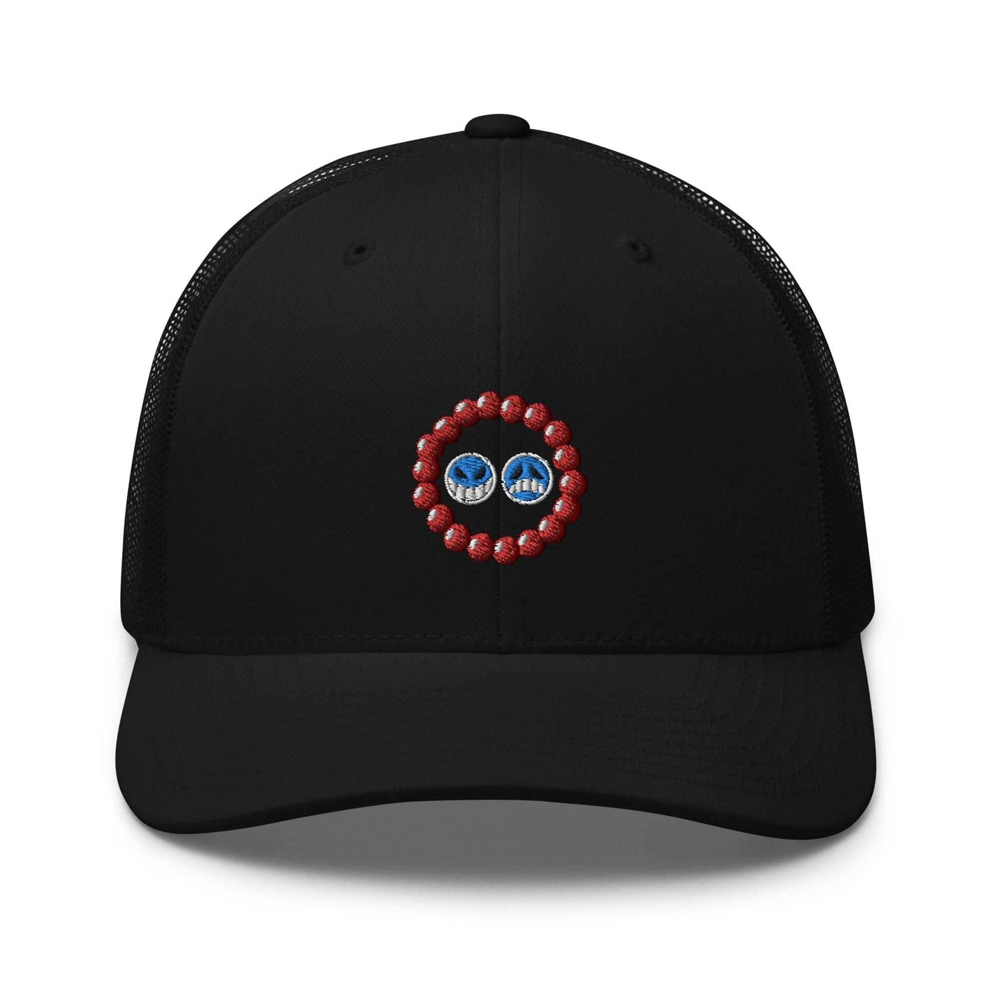 Ace Beads Anime Embroidered Trucker Hat - Black