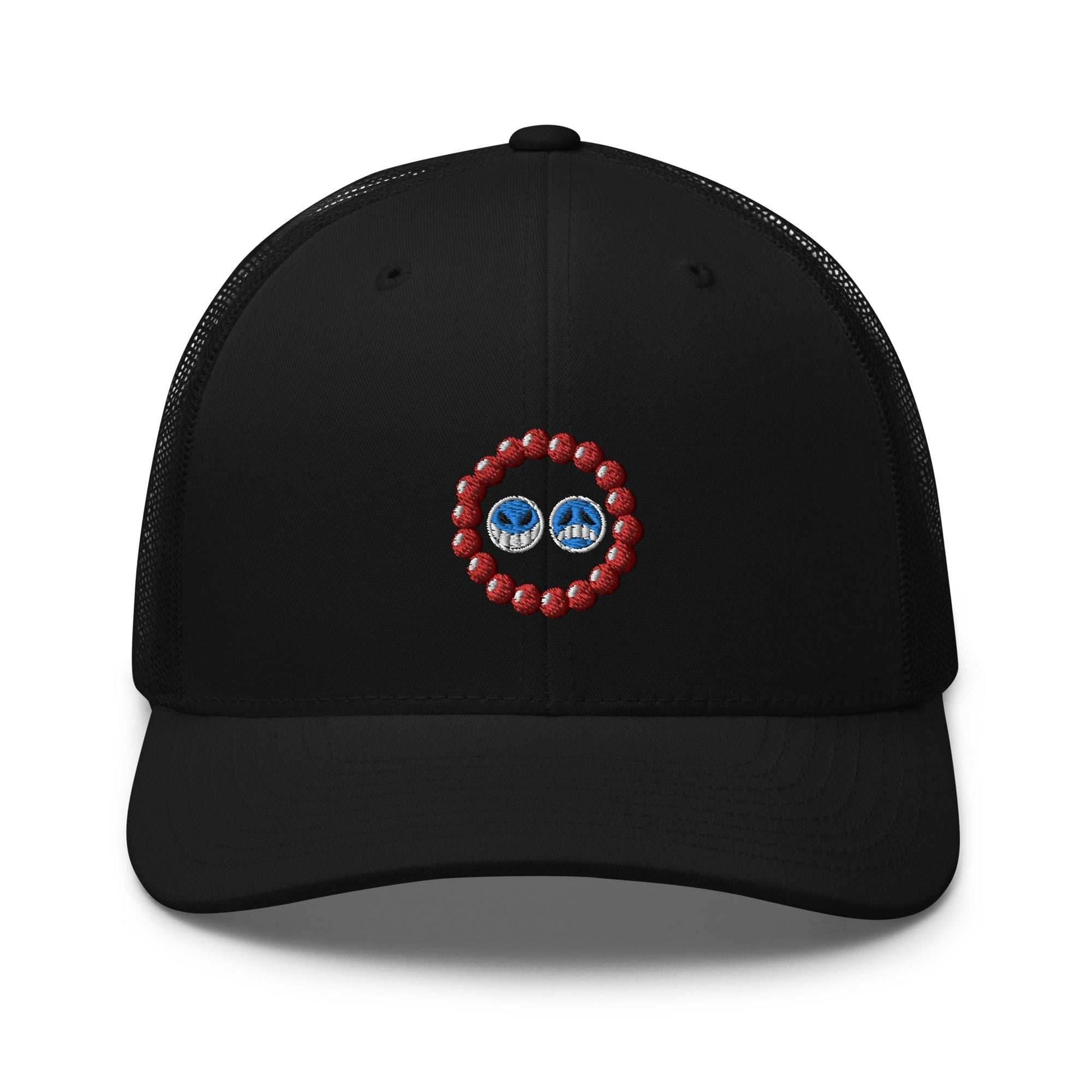 Ace Beads Anime Embroidered Trucker Hat - Black