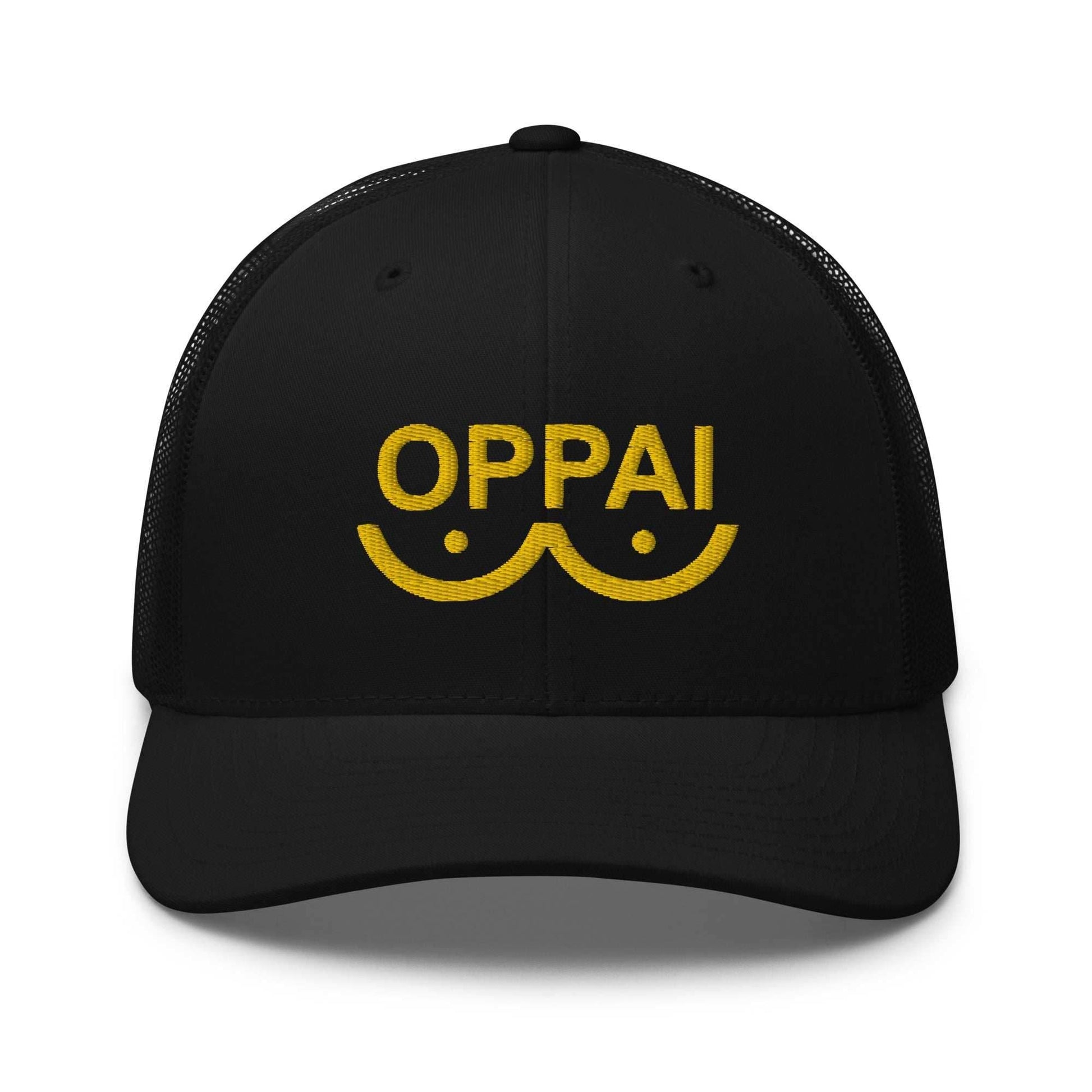Saitama Oppai Embroidered Unisex Anime Trucker Hat - Black