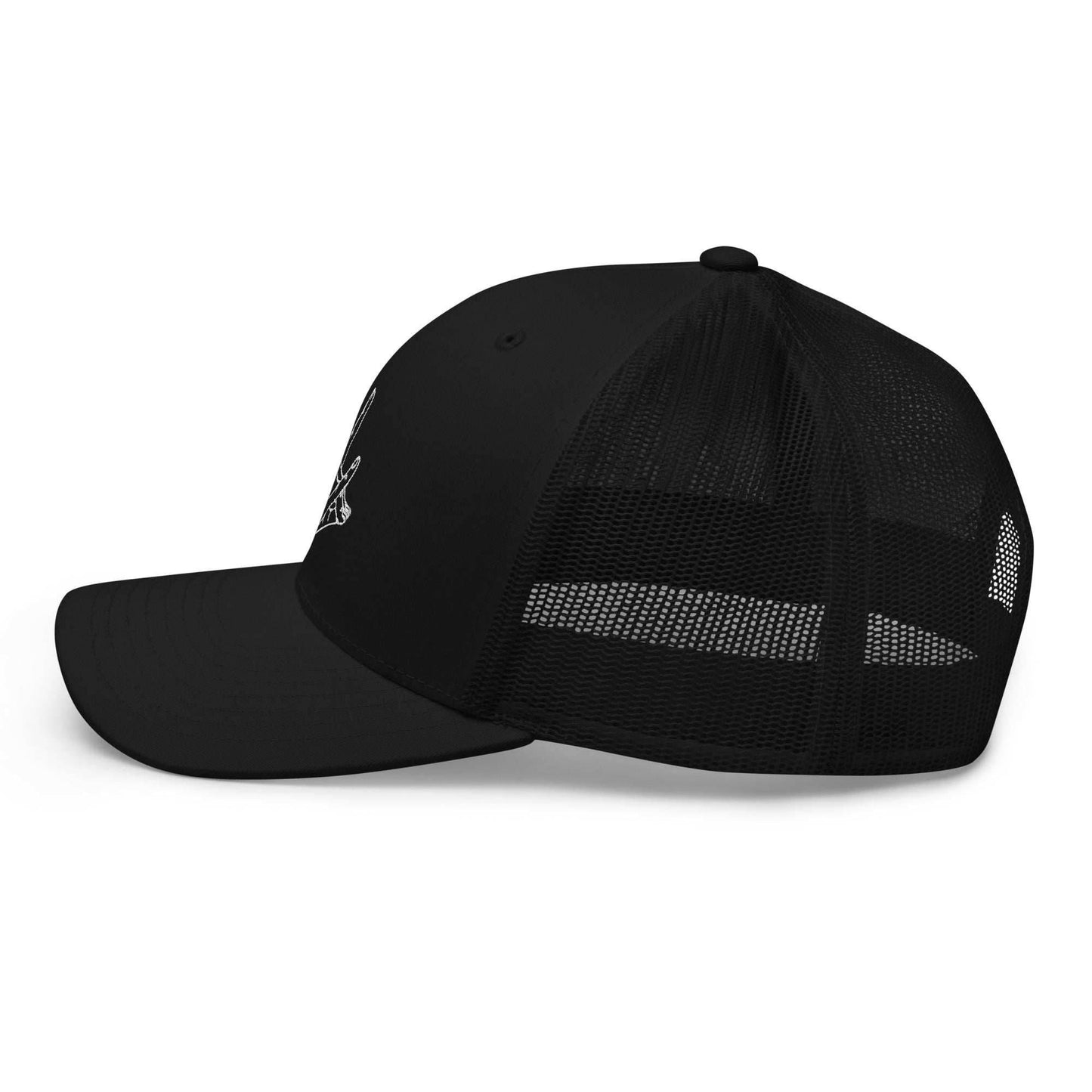 Fox Devil Aki Embroidered Chainsaw Anime Trucker Hat - Black