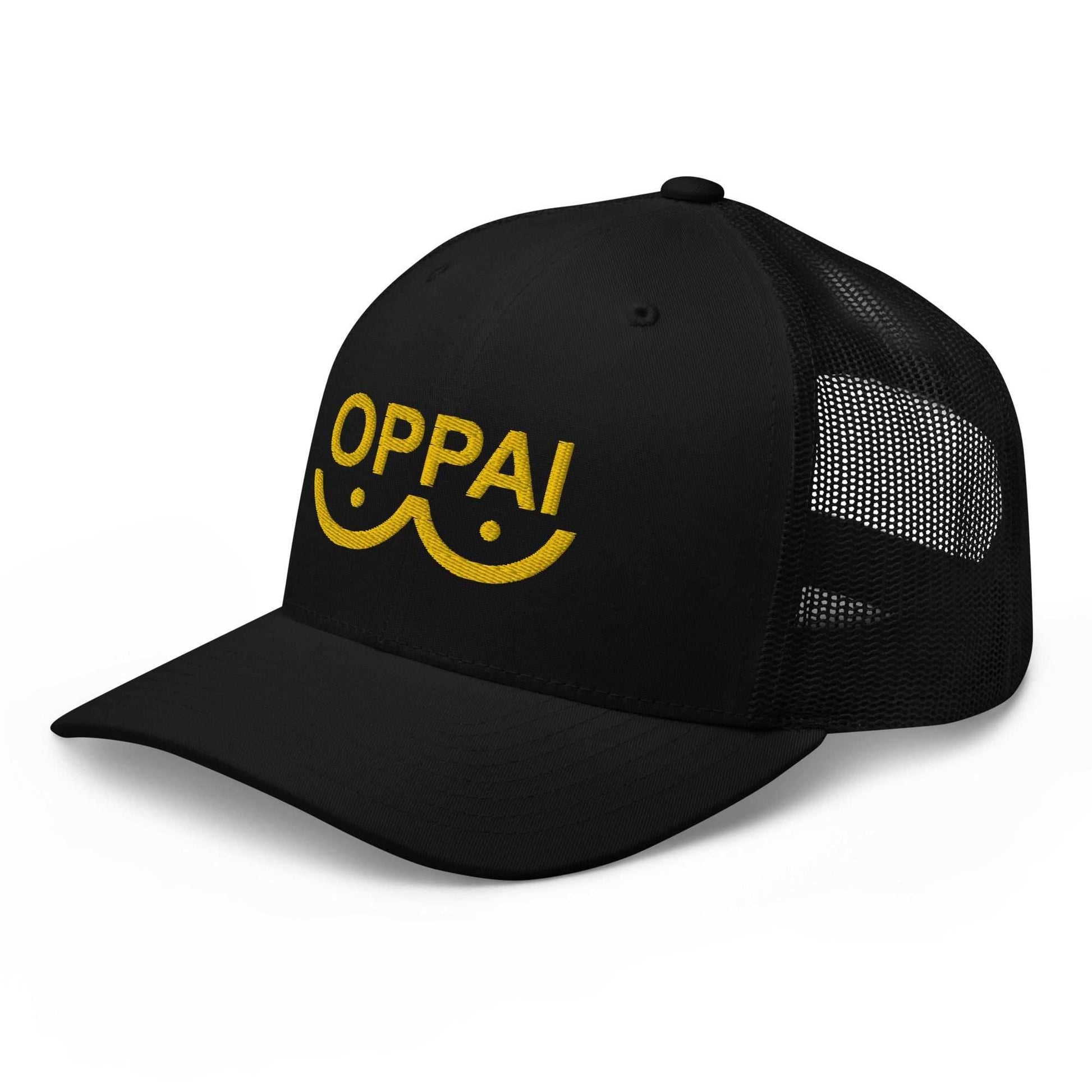 Saitama Oppai Embroidered Unisex Anime Trucker Hat - Black