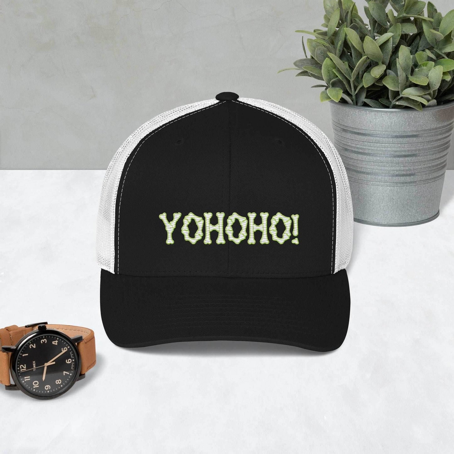 Yohoho Brook Embroidered Unisex Anime Trucker Hat - Black