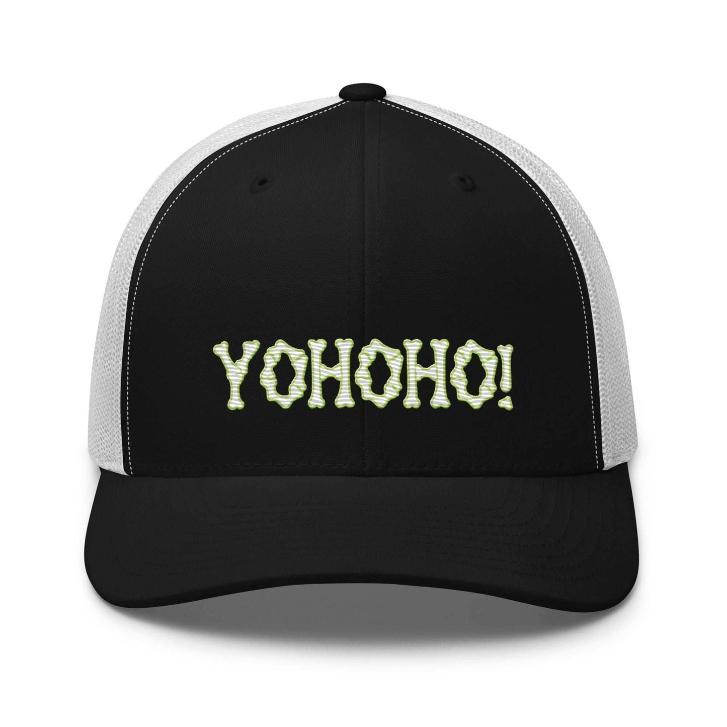 Yohoho Brook Embroidered Unisex Anime Trucker Hat - Black/ White