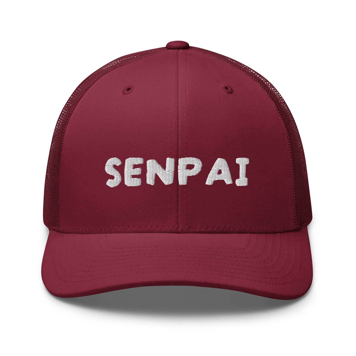 Senpai Embroidered Unisex Anime Trucker Hat - Red