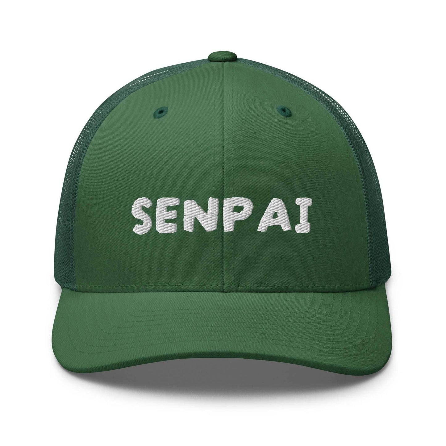 Senpai Embroidered Unisex Anime Trucker Hat - Green
