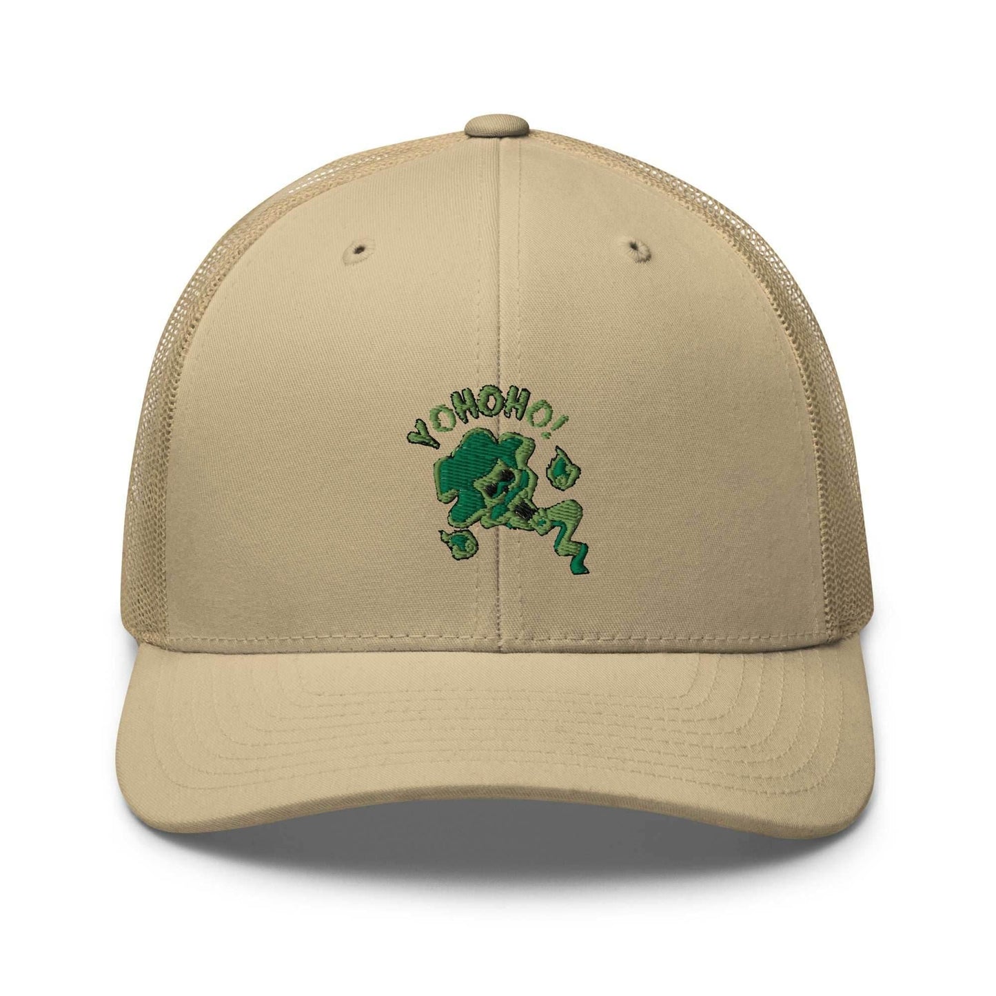 Brook Soul Yohoho Embroidered Anime Trucker Hat - Khaki