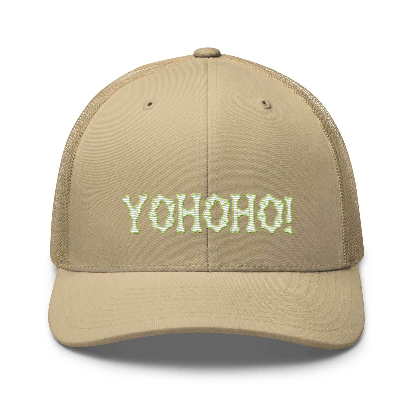 Yohoho Brook Embroidered Unisex Anime Trucker Hat - Khaki