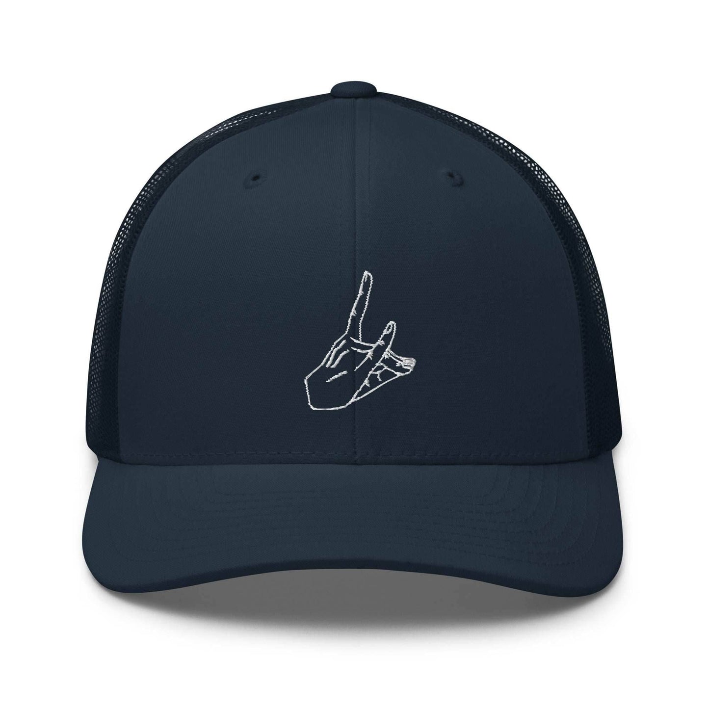 Fox Devil Aki Embroidered Chainsaw Anime Trucker Hat - Navy