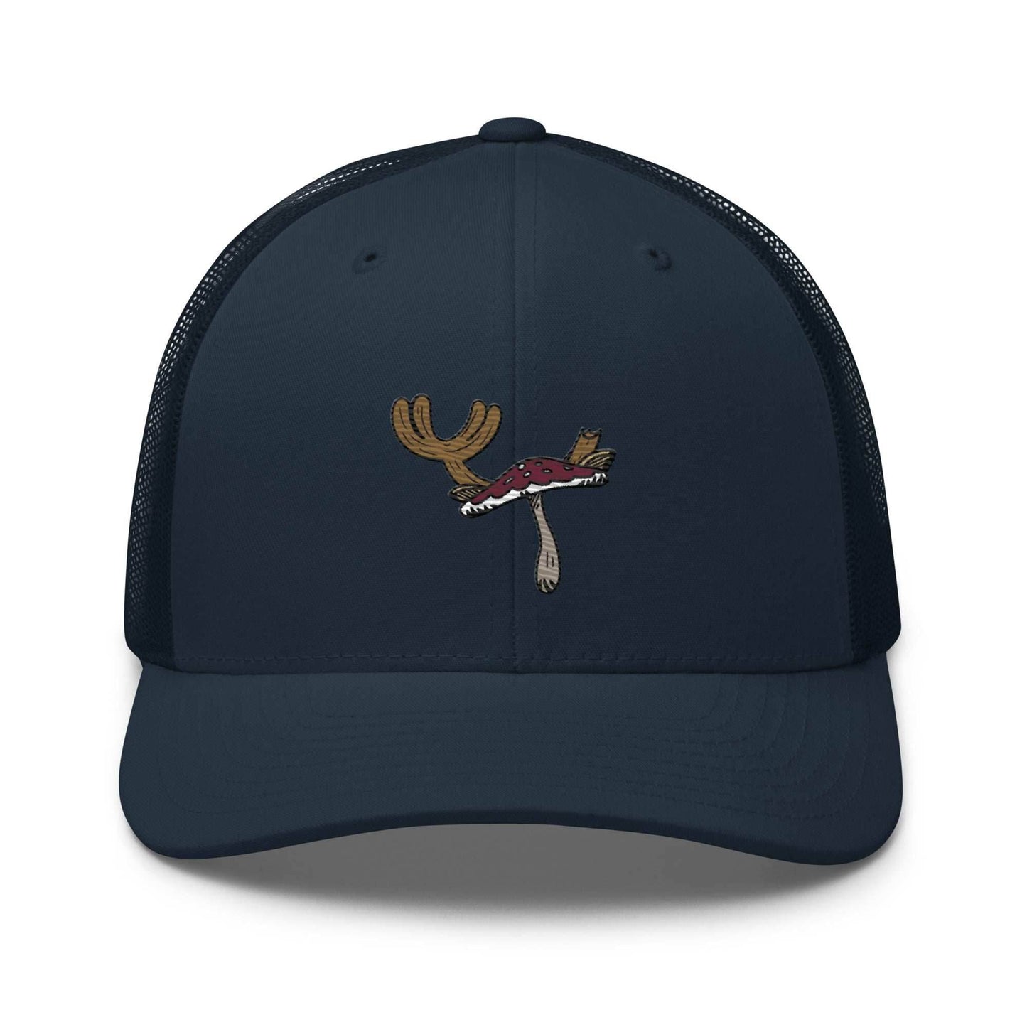 Chopper Mushroom Embroidered Unisex Trucker Hat - Navy