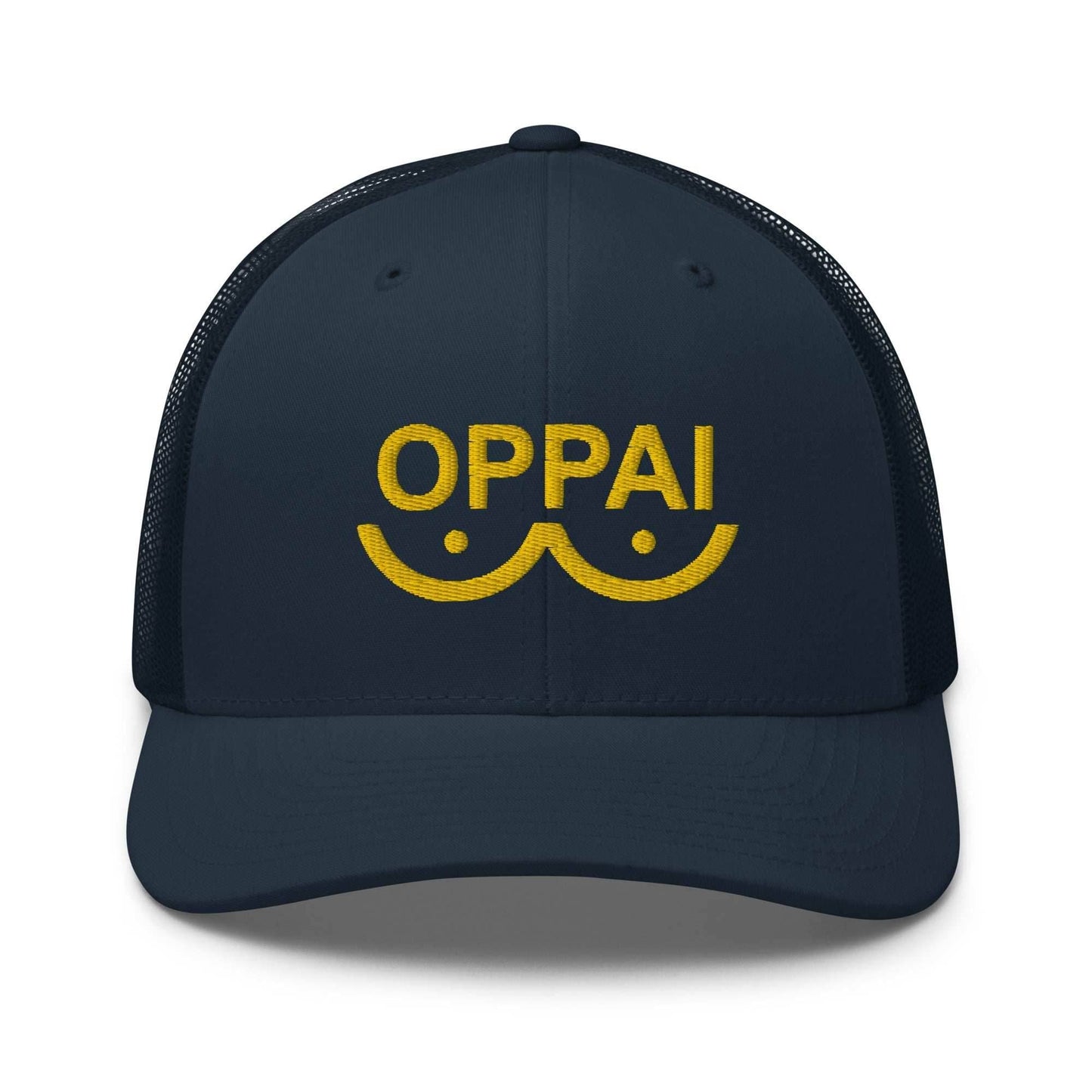 Saitama Oppai Embroidered Unisex Anime Trucker Hat - Navy