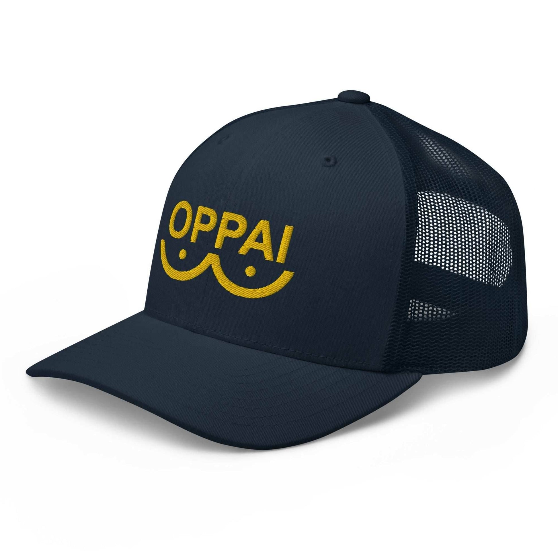 Saitama Oppai Embroidered Unisex Anime Trucker Hat - Black