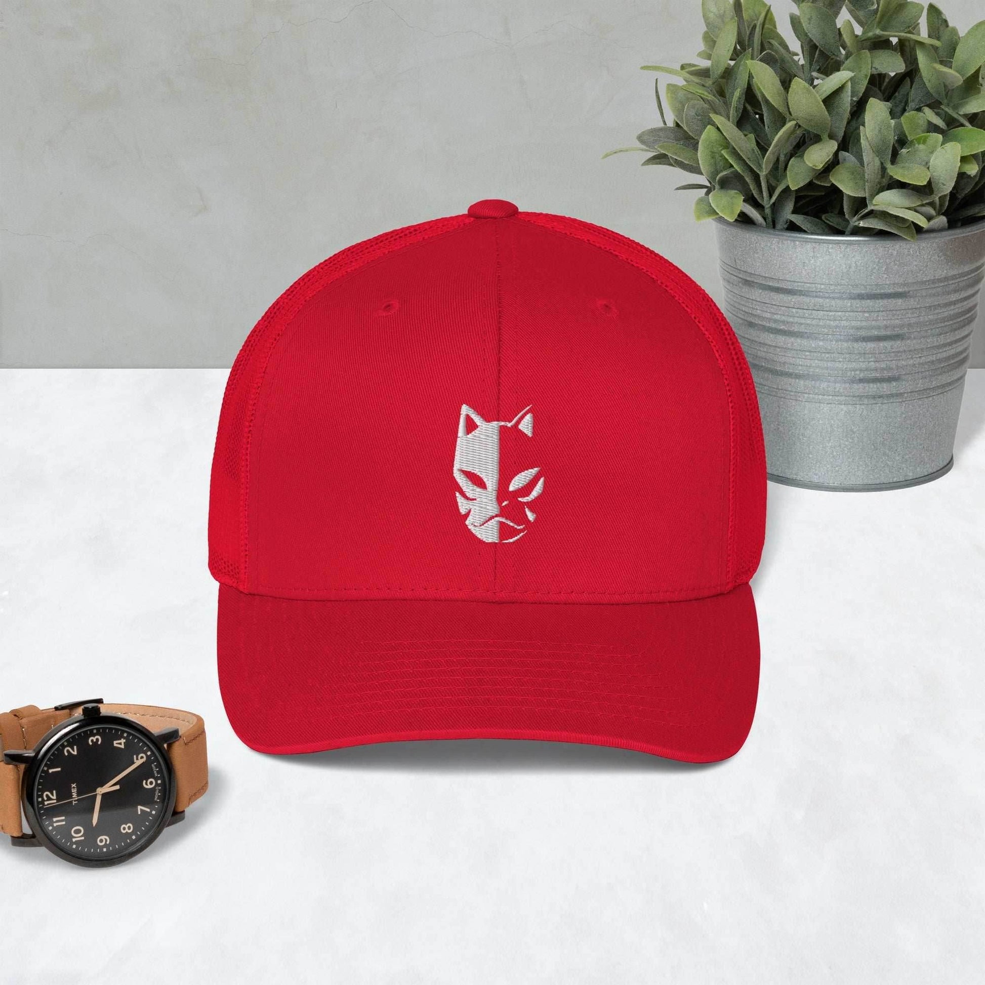 Anbu Mask Embroidered Trucker Hat - Black