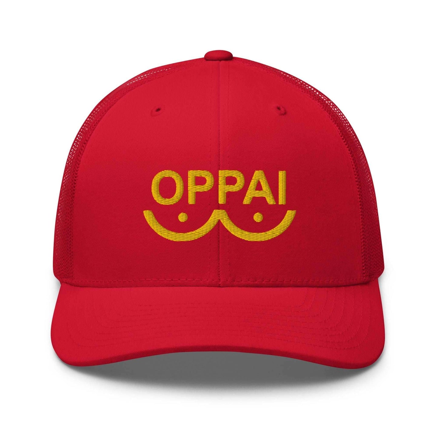 Saitama Oppai Embroidered Unisex Anime Trucker Hat - Red