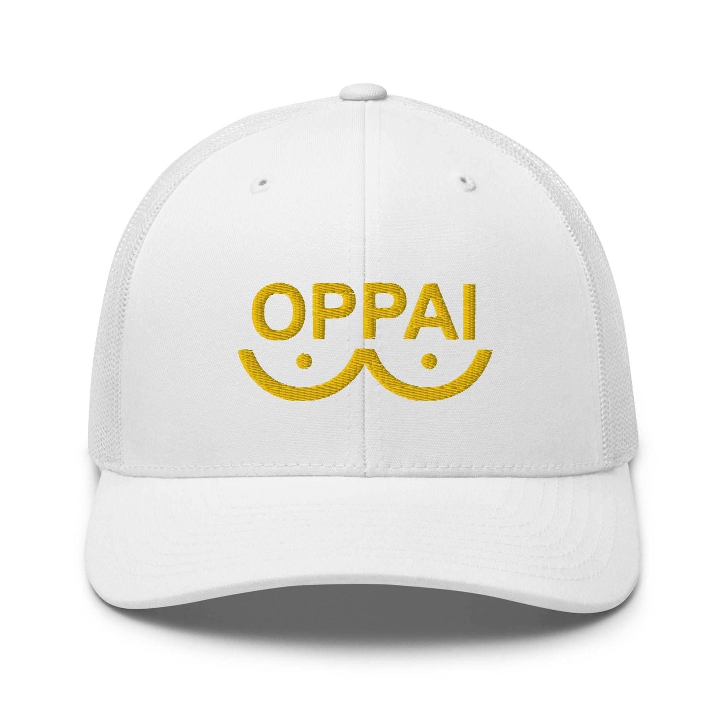 Saitama Oppai Embroidered Unisex Anime Trucker Hat - White