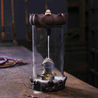 Glass Little Monk Backflow Incense Burner - Brown